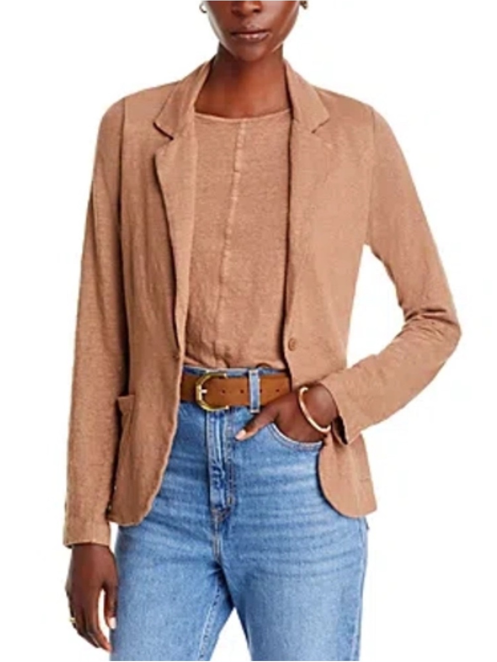 Majestic Filatures Stretch 100% Linen Blazer Moccha Beige Sz 3 / Medium Jacket